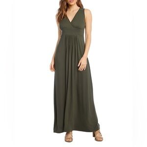Karen Kane V Neck Maxi Dress Green
